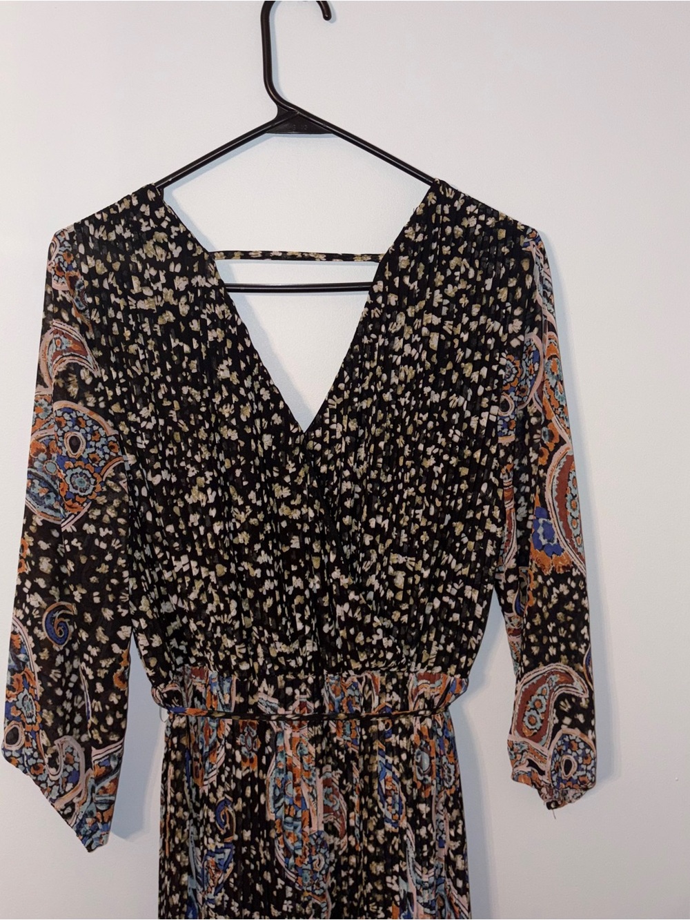 DR2 Dress Floral Print Black Women’s Size Small Long Sleeve Maxi Dress New - Picture 5 of 10